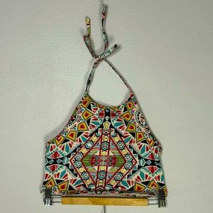 Billabong Cropped Halter Top Patterned Colorful Summer Festival